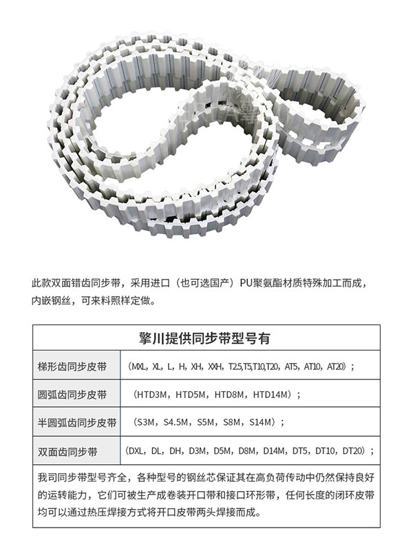 雙面齒<a href='http://www.zhuex8.cn/' target='_blank'><u>PU同步帶</u></a>定制